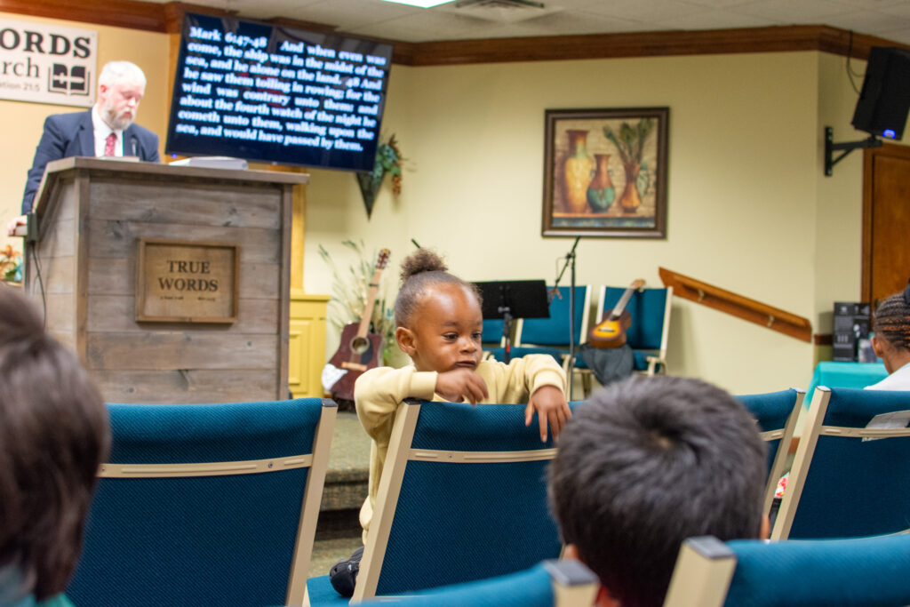 Children at True Words Baptist Church learning about Jesus and the Bible.