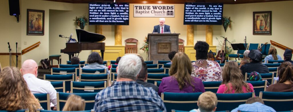 Interior of True Words Baptist Church in Louisville, KY – A welcoming place for Bible believers.