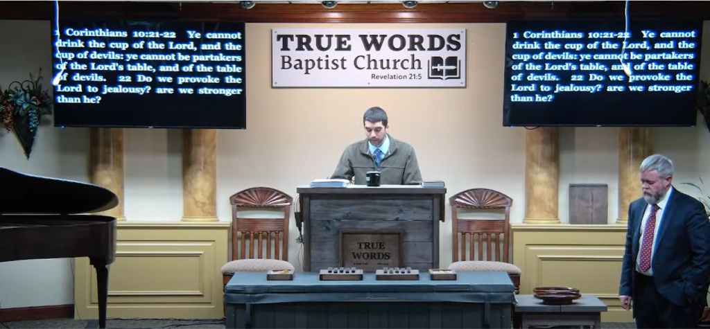 sunday evening service at true words baptist church with joshua tapp and nathan holmes leading the service